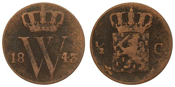 1/2 Cent 荷兰王国 銅 威廉三世 (尼德兰)