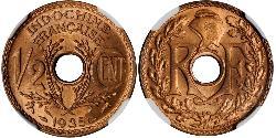 1/2 Cent French Indochina (1887-1954) 青铜 