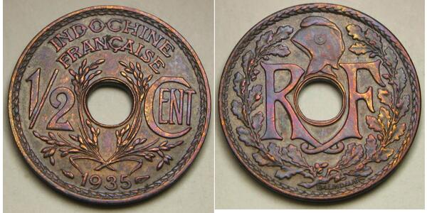 1/2 Cent French Indochina (1887-1954) 青铜 