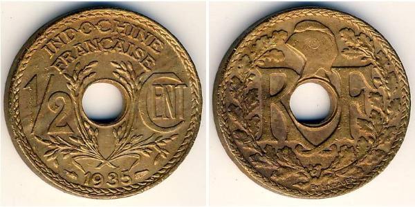 1/2 Cent French Indochina (1887-1954) 青铜 