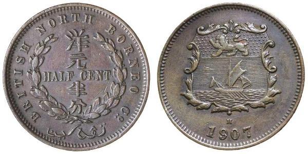 1/2 Cent 北婆羅洲 青铜 