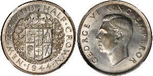 1/2 Corona Nuova Zelanda Argento Giorgio VI (1895-1952)