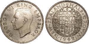 1/2 Corona Nuova Zelanda Argento Giorgio VI (1895-1952)