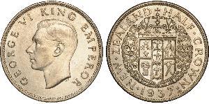 1/2 Corona Nuova Zelanda Argento Giorgio VI (1895-1952)