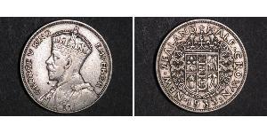 1/2 Corona Nuova Zelanda Argento Giorgio V (1865-1936)