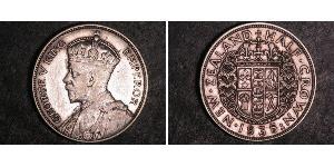 1/2 Corona Nuova Zelanda Argento Giorgio V (1865-1936)