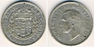 1/2 Corona Nuova Zelanda Argento Giorgio VI (1895-1952)