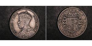 1/2 Corona Nuova Zelanda Argento Giorgio V (1865-1936)