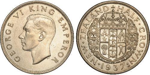 1/2 Corona Nuova Zelanda Argento Giorgio VI (1895-1952)