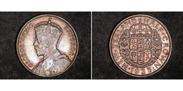 1/2 Corona Nuova Zelanda Argento Giorgio V (1865-1936)