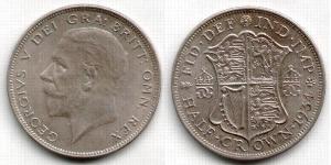 1/2 Corona Regno Unito (1922-) Argento Giorgio V (1865-1936)