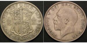 1/2 Corona Regno Unito (1922-) Argento Giorgio V (1865-1936)