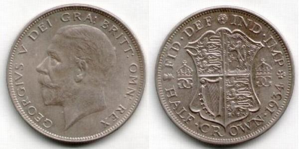 1/2 Corona Regno Unito (1922-) Argento Giorgio V (1865-1936)