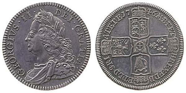 1/2 Corona Regno Unito di Gran Bretagna (1707-1801) Argento Giorgio II (1683-1760)