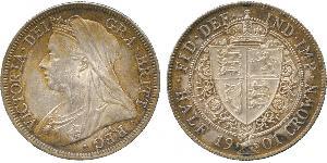 1/2 Corona Regno Unito di Gran Bretagna e Irlanda (1801-1922) Argento Vittoria (1819 - 1901)