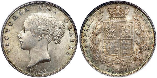 1/2 Corona Regno Unito di Gran Bretagna e Irlanda (1801-1922) Argento Vittoria (1819 - 1901)