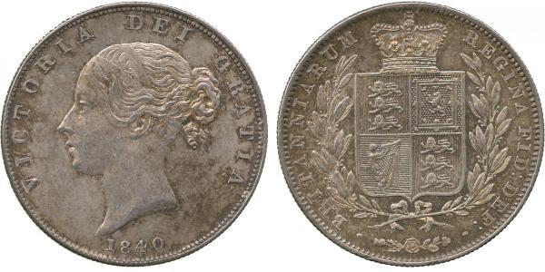 1/2 Corona Regno Unito di Gran Bretagna e Irlanda (1801-1922) Argento Vittoria (1819 - 1901)