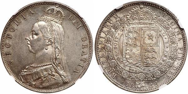 1/2 Corona Regno Unito di Gran Bretagna e Irlanda (1801-1922) Argento Vittoria (1819 - 1901)