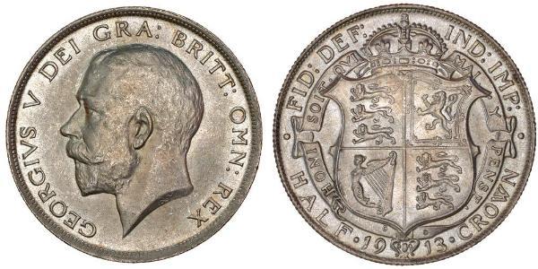 1/2 Corona Regno Unito di Gran Bretagna e Irlanda (1801-1922) Argento Giorgio V (1865-1936)
