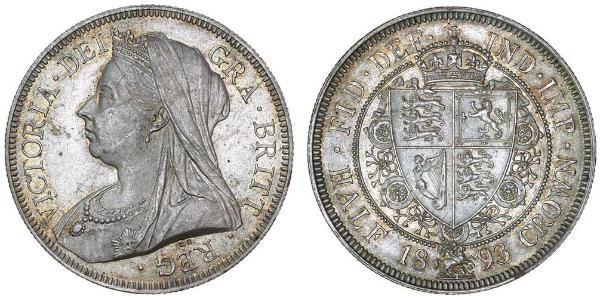 1/2 Corona Regno Unito di Gran Bretagna e Irlanda (1801-1922) Argento Vittoria (1819 - 1901)