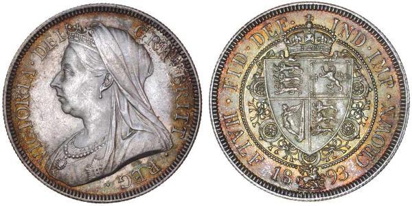 1/2 Corona Regno Unito di Gran Bretagna e Irlanda (1801-1922) Argento Vittoria (1819 - 1901)
