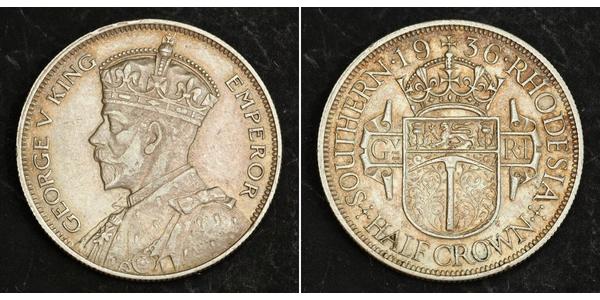 1/2 Corona Southern Rhodesia (1923-1980) Argento Giorgio V (1865-1936)