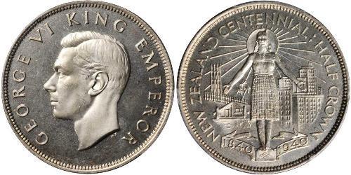 1/2 Crown Nouvelle-Zélande Argent George VI (1895-1952)