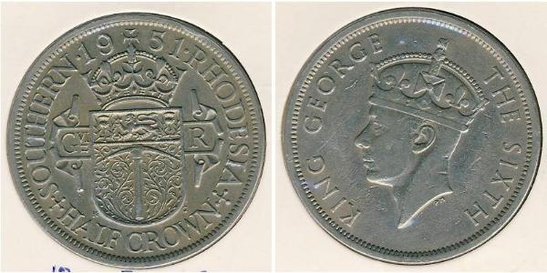 1/2 Crown Southern Rhodesia (1923-1980) Cuivre/Nickel George VI (1895-1952)