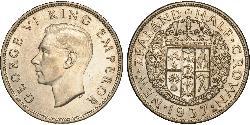 1/2 Crown Nueva Zelanda Plata Jorge VI (1895-1952)
