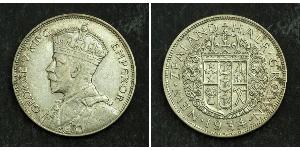 1/2 Crown Nueva Zelanda Plata Jorge V (1865-1936)