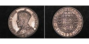 1/2 Crown Nueva Zelanda Plata Jorge V (1865-1936)