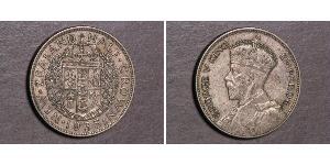 1/2 Crown Nueva Zelanda Plata Jorge V (1865-1936)