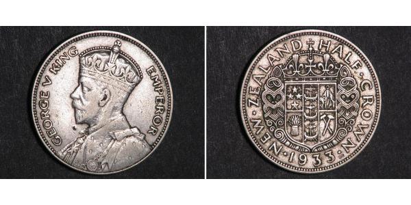 1/2 Crown Nueva Zelanda Plata Jorge V (1865-1936)