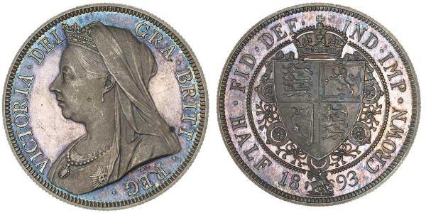 1/2 Crown Reino Unido de Gran Bretaña e Irlanda (1801-1922) Plata Victoria (1819 - 1901)