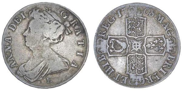 1/2 Crown Reino de Gran Bretaña (1707-1801) Plata Ana de Gran Bretaña(1665-1714)