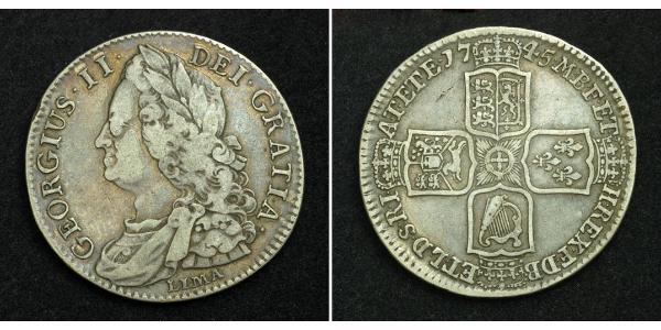 1/2 Crown Reino de Gran Bretaña (1707-1801) Plata Jorge II (1683-1760)