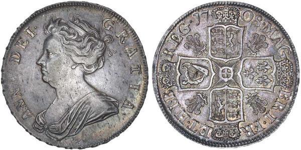 1/2 Crown Reino de Gran Bretaña (1707-1801) Plata Ana de Gran Bretaña(1665-1714)