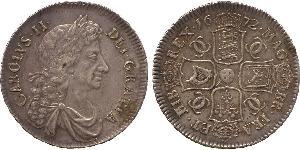 1/2 Crown Reino de Inglaterra (927-1649,1660-1707) Plata Carlos II (1630-1685)