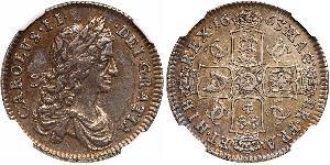 1/2 Crown Reino de Inglaterra (927-1649,1660-1707) Plata Carlos II (1630-1685)