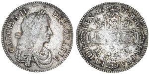 1/2 Crown Reino de Inglaterra (927-1649,1660-1707) Plata Carlos II (1630-1685)