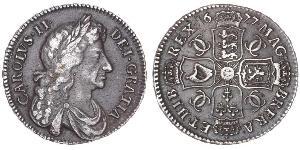 1/2 Crown Reino de Inglaterra (927-1649,1660-1707) Plata Carlos II (1630-1685)