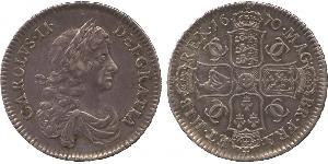 1/2 Crown Reino de Inglaterra (927-1649,1660-1707) Plata Carlos II (1630-1685)