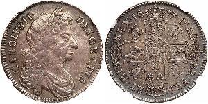 1/2 Crown Reino de Inglaterra (927-1649,1660-1707) Plata Carlos II (1630-1685)