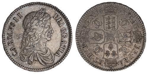 1/2 Crown Reino de Inglaterra (927-1649,1660-1707) Plata Carlos II (1630-1685)