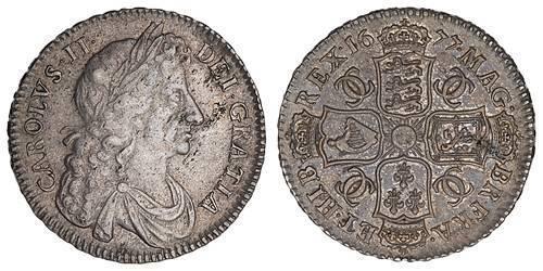 1/2 Crown Königreich England (927-1649,1660-1707) Silber Karl II (1630-1685)