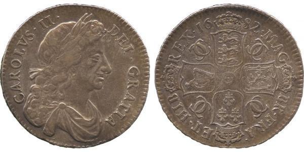 1/2 Crown Königreich England (927-1649,1660-1707) Silber Karl II (1630-1685)