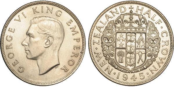 1/2 Crown Neuseeland Silber Georg VI (1895-1952)