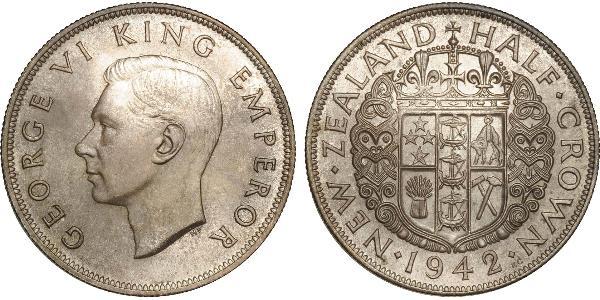 1/2 Crown Neuseeland Silber Georg VI (1895-1952)