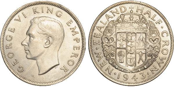 1/2 Crown Neuseeland Silber Georg VI (1895-1952)
