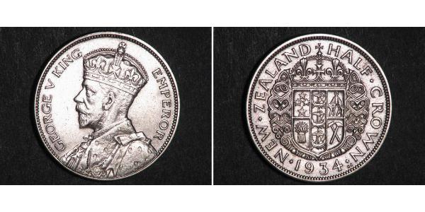 1/2 Crown Neuseeland Silber George V (1865-1936)